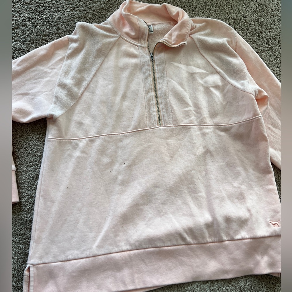 M light pink victoria secret pink quarter zip